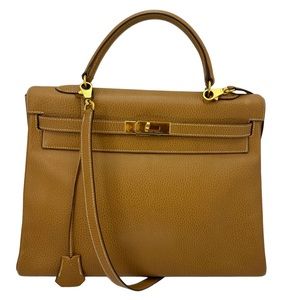 HERMES Kelly 35 Natural Tan Leather Retourne
